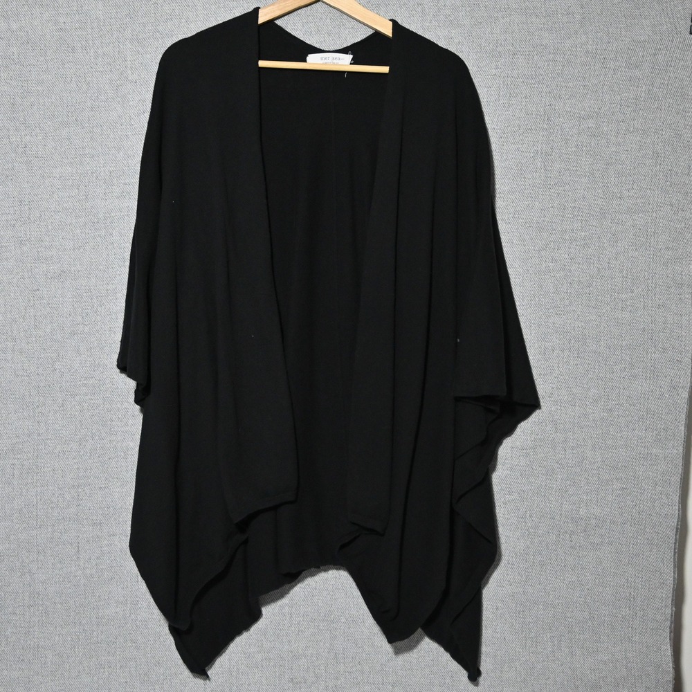 Mer Sea & Co. Travel Wrap Poncho Womens Cashmere Blend One Size Black